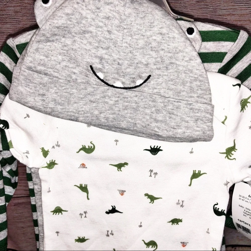 Carter's Baby Boy Dinosaur 4 PC Sleeper Set Outfit Size 6M